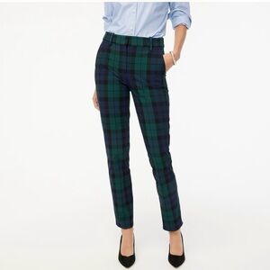 J. Crew Ruby Full-Length Pant, Black Watch Plaid, Green/Navy, Size 00P